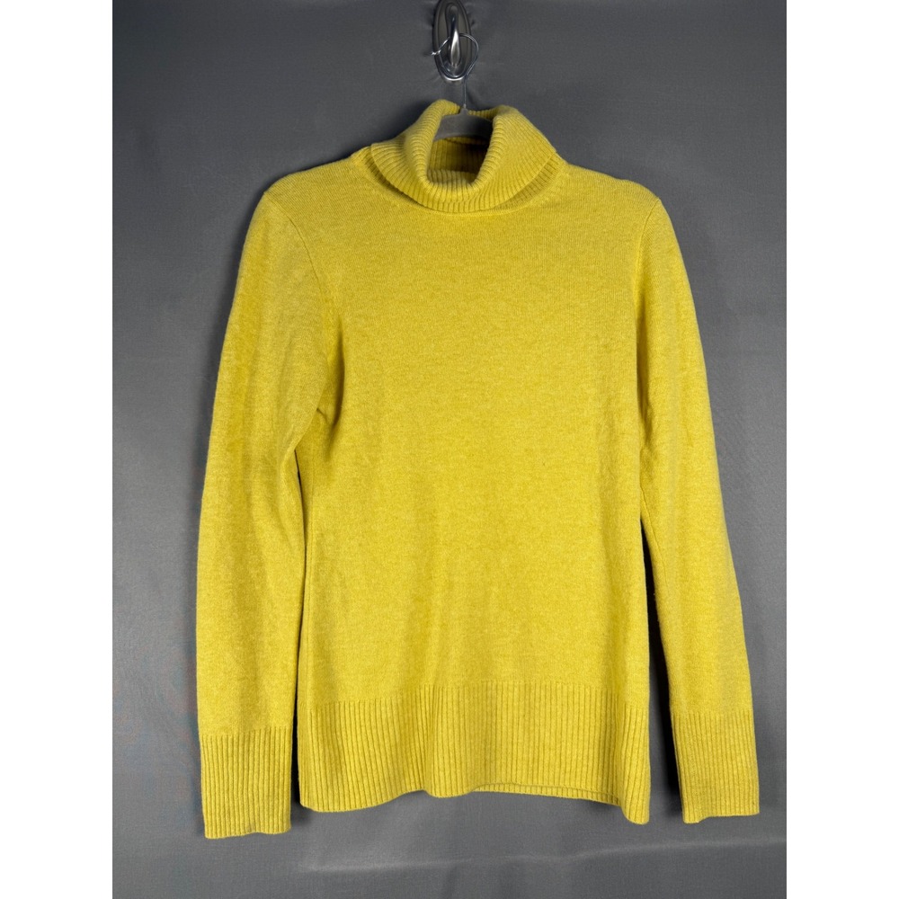 J.Crew Turtleneck Sweater Women S Yellow 100% Cashmere Italian Yarn 99166 MENDED